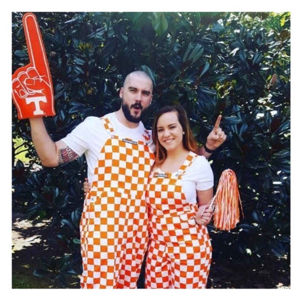 GameBibs Orange White Checker Overalls College Sports Tennessee Texas
